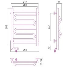 Полотенцесушитель электрический 600х400 шампань матовая МЭМ правый Сунержа Элегия 2.0 022-5219-6040