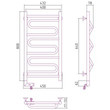 Полотенцесушитель электрический 800х400 золотой матовый МЭМ левый Сунержа Элегия 2.0 032-5218-8040