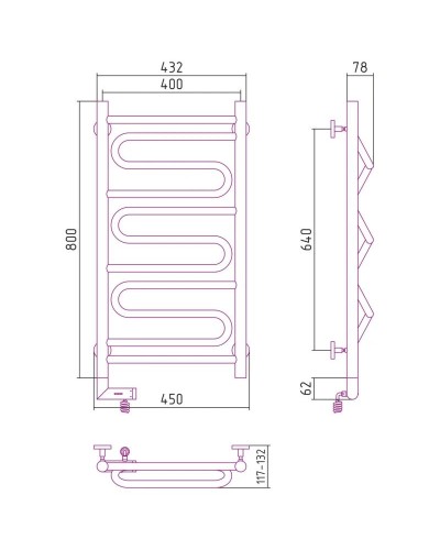 Полотенцесушитель электрический 800х400 белый матовый МЭМ левый Сунержа Элегия 2.0 30-5218-8040
