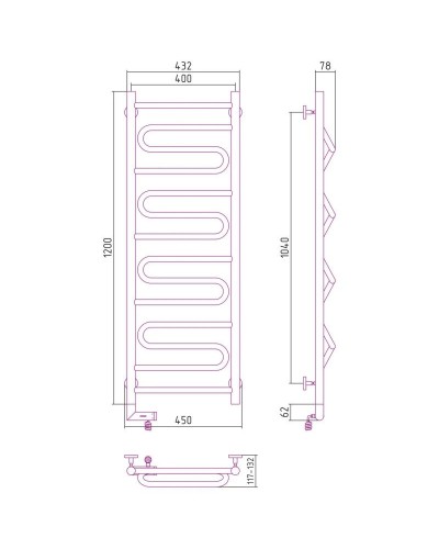 Полотенцесушитель электрический 1200х400 белый глянец МЭМ правый Сунержа Элегия 2.0 12-5219-1240