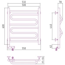 Полотенцесушитель электрический 600х500 белый матовый МЭМ левый Сунержа Элегия 2.0 30-5218-6050