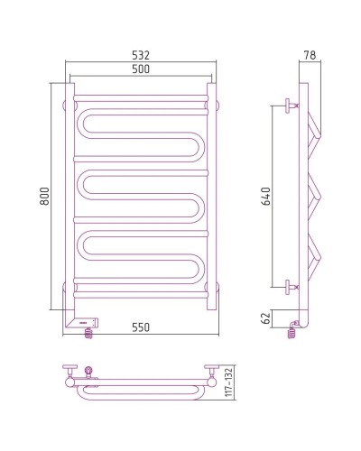 Полотенцесушитель электрический 800х500 шампань МЭМ правый Сунержа Элегия 2.0 020-5219-8050