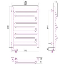 Полотенцесушитель электрический 800х500 черный матовый МЭМ правый Сунержа Элегия 2.0 31-5219-8050