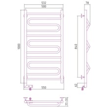 Полотенцесушитель электрический 1000х500 черный матовый МЭМ левый Сунержа Элегия 2.0 31-5218-1050