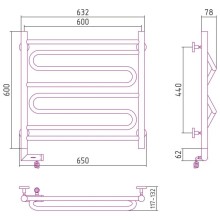 Полотенцесушитель электрический 600х600 белый глянец МЭМ правый Сунержа Элегия 2.0 12-5219-6060