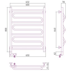 Полотенцесушитель электрический 800х600 темный титан муар МЭМ правый Сунержа Элегия 2.0 15-5219-8060