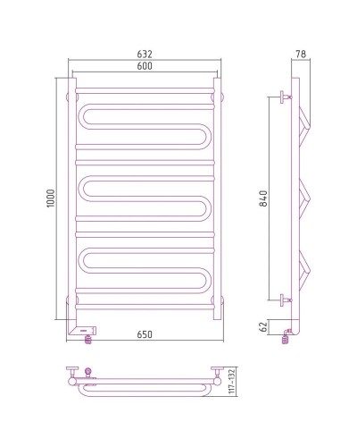 Полотенцесушитель электрический 1000х600 золотой матовый МЭМ левый Сунержа Элегия 2.0 032-5218-1060