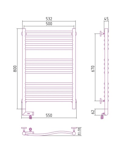 Полотенцесушитель электрический 800х500 МЭМ левый Сунержа Флюид 2.0 00-5220-8050