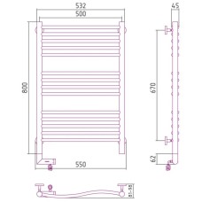Полотенцесушитель электрический 800х500 шампань матовая МЭМ левый Сунержа Флюид 2.0 022-5220-8050