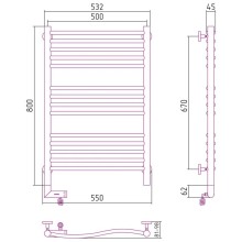 Полотенцесушитель электрический 800х500 сатин МЭМ левый Сунержа Флюид 2.0 071-5220-8050