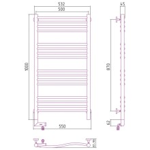 Полотенцесушитель электрический 1000х500 шампань матовая МЭМ правый Сунержа Флюид 2.0 022-5221-1050