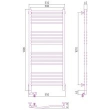 Полотенцесушитель электрический 1200х500 черный матовый МЭМ левый Сунержа Флюид 2.0 31-5220-1250