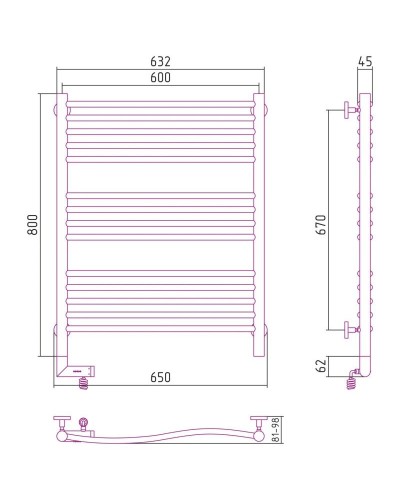 Полотенцесушитель электрический 800х600 МЭМ правый Сунержа Флюид 2.0 00-5221-8060