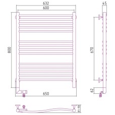 Полотенцесушитель электрический 800х600 состаренная бронза МЭМ правый Сунержа Флюид 2.0 05-5221-8060