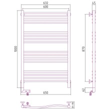 Полотенцесушитель электрический 1000х600 шампань матовая МЭМ правый Сунержа Флюид 2.0 022-5221-1060