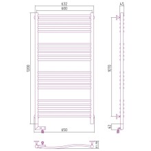 Полотенцесушитель электрический 1200х600 состаренная латунь МЭМ левый Сунержа Флюид 2.0 051-5220-1260