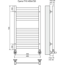Водяной полотенцесушитель Terminus Грета П10 450x720 4620768884672 Хром