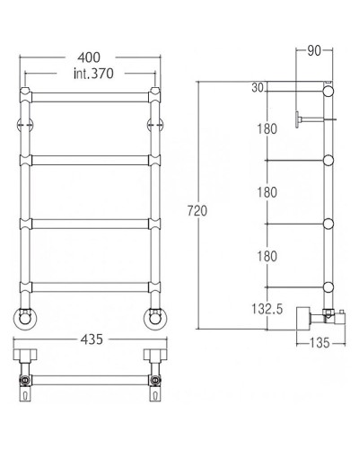Водяной полотенцесушитель Margaroli Sole 442-4 4423704CRN Хром