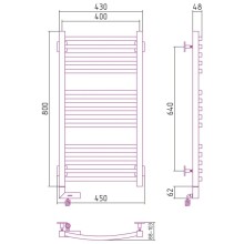 Полотенцесушитель электрический 800х400 темный титан муар МЭМ левый Сунержа Аркус 2.0 15-5604-8040
