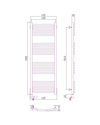 Полотенцесушитель электрический 1200х400 античное белое золото МЭМ правый Сунержа Аркус 2.0 10-5605-1240