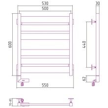Полотенцесушитель электрический 600х500 античное белое золото МЭМ левый Сунержа Центурион 2.0 10-5602-6050
