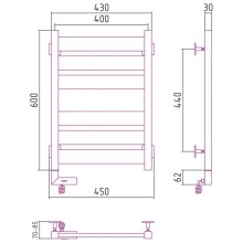 Полотенцесушитель электрический 600х400 сатин МЭМ левый Сунержа Центурион 2.0 071-5602-6040