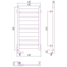 Полотенцесушитель электрический 800х400 шампань МЭМ левый Сунержа Центурион 2.0 020-5602-8040