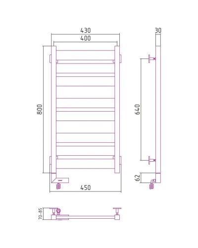 Полотенцесушитель электрический 800х400 белый матовый МЭМ правый Сунержа Центурион 2.0 30-5603-8040