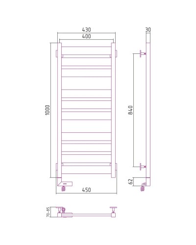 Полотенцесушитель электрический 1000х400 шампань МЭМ левый Сунержа Центурион 2.0 020-5602-1040