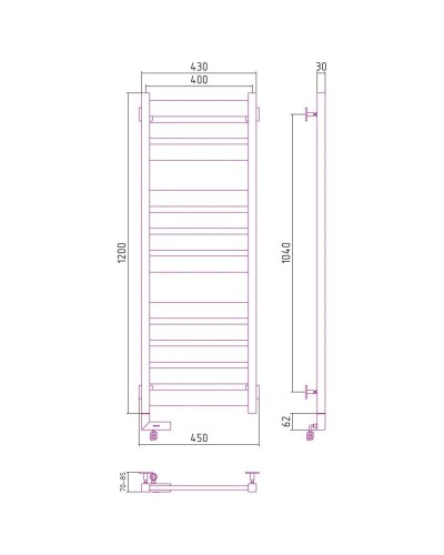 Полотенцесушитель электрический 1200х400 черный матовый МЭМ правый Сунержа Центурион 2.0 31-5603-1240