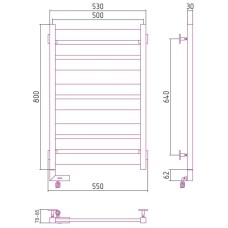 Полотенцесушитель электрический 800х500 шампань матовая МЭМ левый Сунержа Центурион 2.0 022-5602-8050
