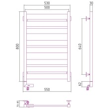 Полотенцесушитель электрический 800х500 черный матовый МЭМ правый Сунержа Центурион 2.0 31-5603-8050