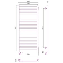 Полотенцесушитель электрический 1200х500 состаренная латунь МЭМ левый Сунержа Центурион 2.0 051-5602-1250