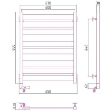 Полотенцесушитель электрический 800х600 состаренная латунь МЭМ левый Сунержа Центурион 2.0 051-5602-8060