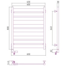 Полотенцесушитель электрический 800х600 белый матовый МЭМ правый Сунержа Центурион 2.0 30-5603-8060
