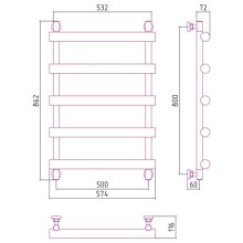 Полотенцесушитель водяной 800х500 золотой Сунержа Атлант 03-0226-8050