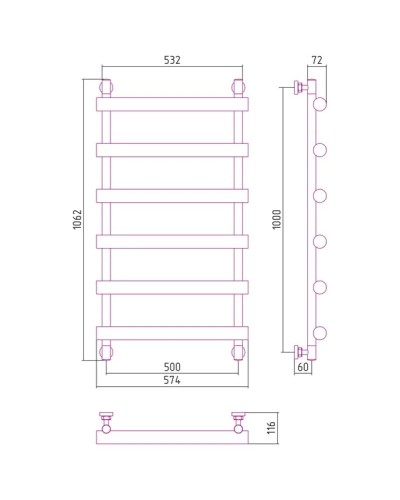 Полотенцесушитель водяной 1000х500 золотой Сунержа Атлант 03-0226-1050