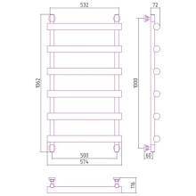 Полотенцесушитель водяной 1000х500 античное белое золото Сунержа Атлант 10-0226-1050