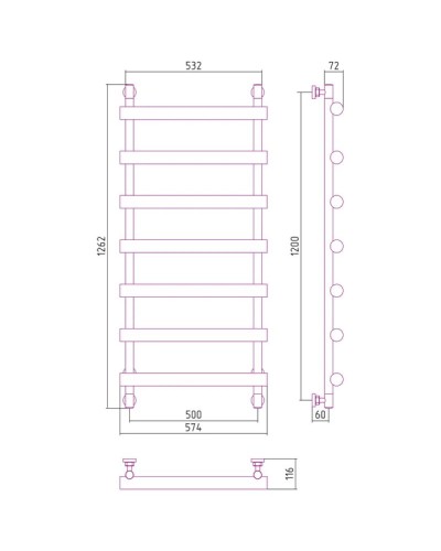 Полотенцесушитель водяной 1200х500 белый глянец Сунержа Атлант 12-0226-1250