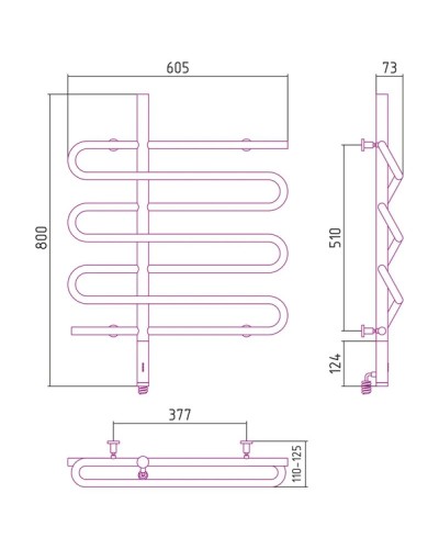 Полотенцесушитель электрический 800х600 античное белое золото МЭМ левый Сунержа Эпатаж 10-0550-8060