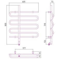 Полотенцесушитель электрический 800х600 белый матовый МЭМ левый Сунержа Эпатаж 30-0550-8060