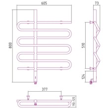 Полотенцесушитель электрический 800х600 черный матовый МЭМ левый Сунержа Эпатаж 31-0550-8060