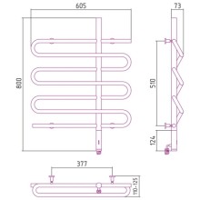 Полотенцесушитель электрический 800х600 шампань матовая МЭМ правый Сунержа Эпатаж 022-0551-8060