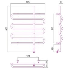 Полотенцесушитель электрический 800х600 шампань матовая МЭМ правый Сунержа Эпатаж 022-0551-8060