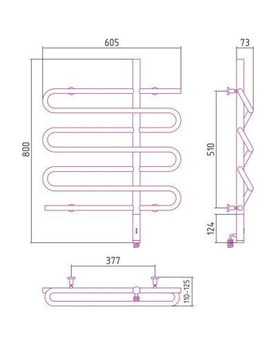 Полотенцесушитель электрический 800х600 шампань матовая МЭМ правый Сунержа Эпатаж 022-0551-8060