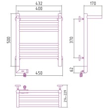 Полотенцесушитель электрический 500х400 состаренная бронза МЭМ левый Сунержа Богема с полкой 2.0 05-5206-5040