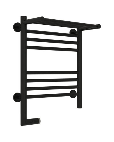 Полотенцесушитель электрический 500х400 черный матовый МЭМ левый Сунержа Богема с полкой 2.0 31-5206-5040