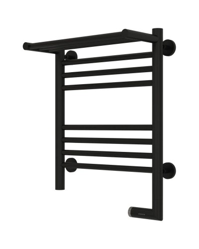 Полотенцесушитель электрический 500х400 черный матовый МЭМ правый Сунержа Богема с полкой 2.0 31-5207-5040