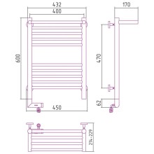 Полотенцесушитель электрический 600х400 золотой МЭМ левый Сунержа Богема с полкой 2.0 03-5206-6040
