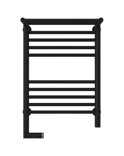 Полотенцесушитель электрический 600х400 черный матовый МЭМ левый Сунержа Богема с полкой 2.0 31-5206-6040